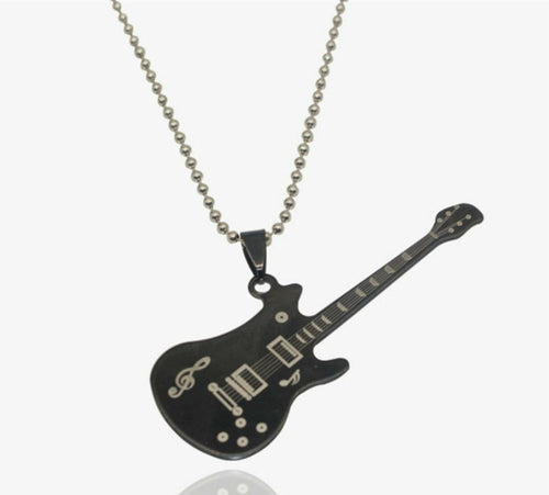 Boys Girls Children Kids Metallic Pop Rock Star Music Guitar Necklace Chain