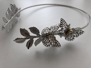 Women Silver Color boho Butterfly Fairy bride Party Hair Headband Crown Tiara