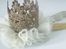 Girl Kids Baby Lace Gold Princess Birthday Crown Tiara Elastic Hair Headband