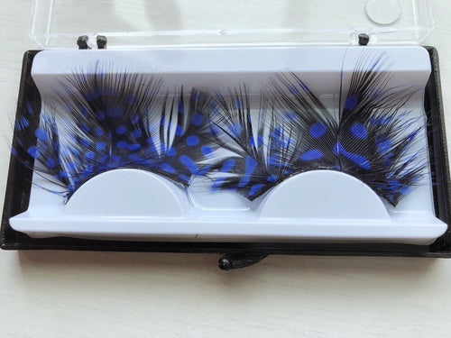 Blue Dot Black Costume Feather Exaggerated Party Fake False Eyelashes Eye lashes