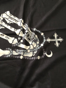 Women Black Party Halloween Cross Skeleton Finger Costume Tank Tops Tee T-shirt