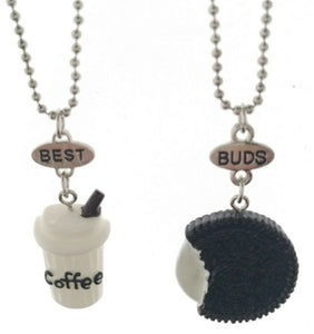 Girl Children BFF Best Buds Friend Cookie Coffee cup Pendant Necklace Gift her