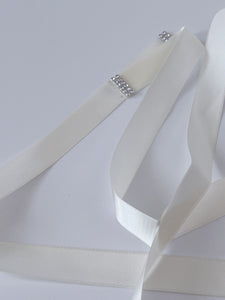 Women Cream White Crystal Rhinestone Prom Wedding Waist Dress Satin Sash Belt