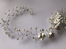 Women White Wedding Bride Bridal Pearl white Flower Party Hair Headband comb pin