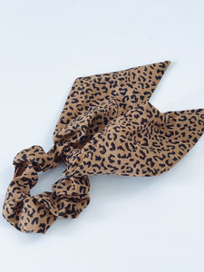 Women Girls Leopard Ribbon Bow Elastic Hair Up Tie Ponytail Scarf Scrunchies