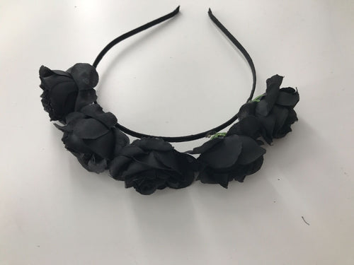 Women Girl Small Flower Rose Wedding Beach hair band headband Garland Hoop PROP Black Flower headband
