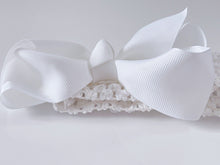 Girl Baby Shower grosgrain Bow Pure White Birthday Party Hair head Headband