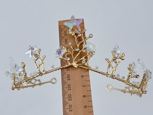 Women Girl Gold Wedding Party Hair Star Crystal Headband Crown Tiara Hairpiece