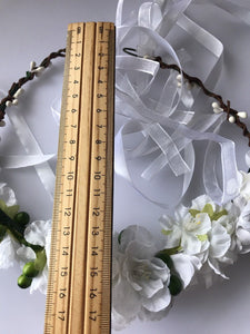 Women wedding White Flower bride Party Hair Headband Crown Prop Garland Wreath