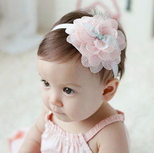 NEW Girl Kid Baby Shower Party Child Pink Flower Elastic Hair Headband Band PROP