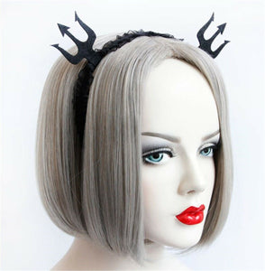 Women Girl Black Devil Fork Trident Ear Halloween Party Hair Headband Band Hoop