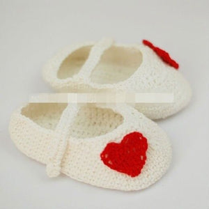 Baby Newborn Infant white shoes Crochet Knitting Knit shoes christening shoes