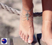 NEW Women Lady Dance Beach Party Boho Wedding Sandals silver Foot Anklets Chain