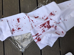 Women Halloween Party Horror Blood Splatter White Long Socks Tights stockings