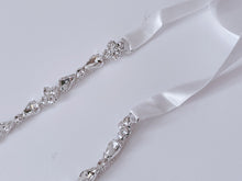 Women Wedding Bride Cream White lace Crystal Shine Slim Party Dress Sash Belt