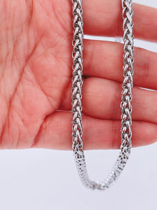 Men Silver color Stainless steel Titanium Plated Braided Chain Necklace 4.5x50cm