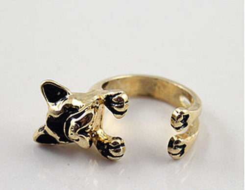 New Women lady Retro Vintage Puppy Dog Gold Color knuckle Finger Band Ring Gift