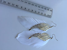 Women White Feather Angel Wings Bohemian Boho party beach Earrings Ear Hook Drop