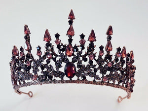 Women Purple Crystal Retro Black Bronze Queen Hair Headband Head Crown Tiara