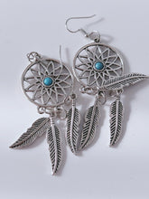 AU Women Feather Turquoise Leaf Dream Catcher Bohemian Boho Earrings Hook Drop