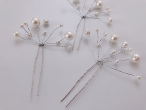 3 Women Prom Dance White Pearl Wedding Bride Night Styling Hair Bobby U pin Comb