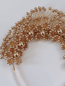 Women Gold Halo Beads Prom Dance Party Hair head band Headband Tiara Fascinator