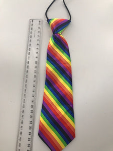 Kids Boys Girl Rainbow Colorful Multi-colored Stripe Party Pre tied Neck ties