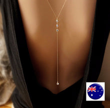 Women Gold Crystal Rhinestone Bling Wedding Bride Party Back Drop Long Necklace