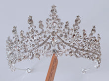 Women Lady Rhinestone Crystal Silver White Wedding Bride Party Hair Crown Tiara