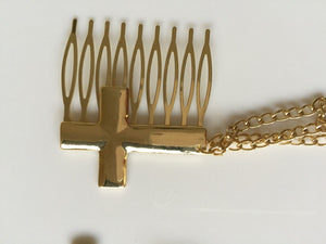 Women Lady Boho Cross Gold color Party chain Tassle comb Hair Cuff Head band