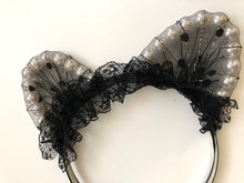 Women Girl Black Fancy Lace Pearl Cat Ears Party Hair Head Headband band hoop