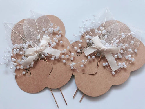 2x Women Girl Wedding Party BOHO Leaf Bow Hair Styling U Shape Bobby Pin Grips