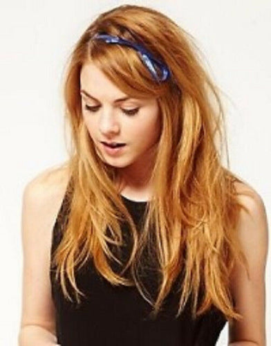 Women Girls blue school bow lace ribbon Hair head band Cuff Headband Accessory