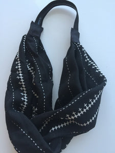 Women Lady Girl Boho Bohemian Black Cross Bandana Hair band Headband Wrap Scarf