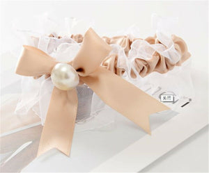 Hen's night Party Bride to be Women lace beige bow Garter Suspender Belt Strap