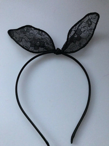 Women Girl Retro bow Bunny ear lace wire Party Hair head band headband Hoop Black Floral Lace headband