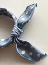 Lady Girls Kids Child Blue Denim Dots Ear Bow Party Hair Head band Headband Hoop