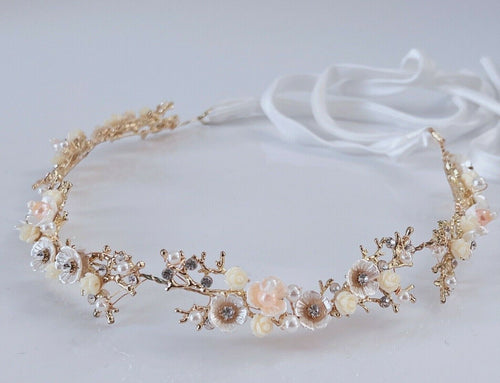 Women Daisy Gold Leaf Twig Branch Party Hair Head Band Headband headpiece Tiara