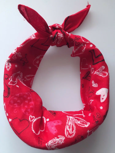 Women Girls Hip hop Cotton dance Red Heart Bandana Hair Headband Wrap Scarf band
