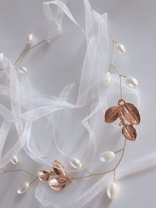 Women Flower Girl Pearl Leaf slim simple wire Hair Head band Hairpiece Tiara