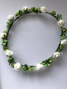 Women wedding White Flower bride leaf Party Hair Headband Crown Prop Garland