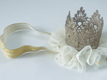 Girl Kids Baby Lace Gold Princess Birthday Crown Tiara Elastic Hair Headband