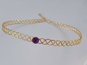 Women Celtic Simple Queen Gold color Gem Crown Tiara Hair Head Band Circlet