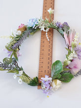 Women Wedding Retro Purple Blue Halo flower Hair Headband Crown Garland Wreath