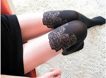 Women Retro Rose flower Sexy Fake Thigh High Pantyhose Stockings Tights Hosiery