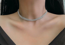 Women Party Prom Simple Slim Bling Layers White Crystal Short Choker Necklace