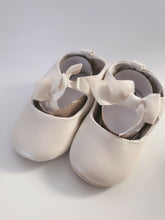 Baby Shower Girls Children Kids Christening Pearl White Syn Leather bow Shoes