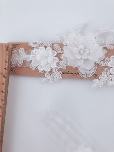 Women White Hens night Party Bride Wedding Trim Lace Garter Suspender Belt set