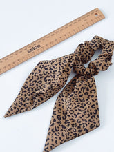 Women Girls Leopard Ribbon Bow Elastic Hair Up Tie Ponytail Scarf Scrunchies