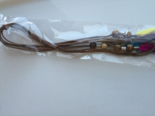 Women Girl suede leather Bohemian colorful Feather Beach hair band headband Wrap